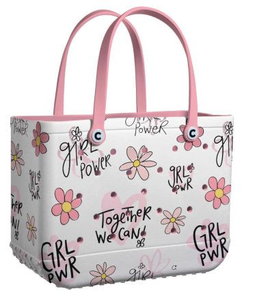 Bucket Tote Bag, Limited Edition Bogg Bag, Beach Bag Grl Pwr In Pink