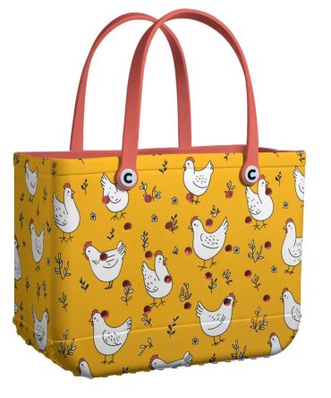 Bucket Tote Bag, Limited Edition Bogg Bag, Beach Bag Peck-A-Doodle Delight