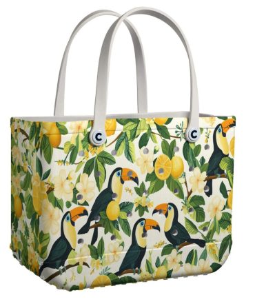 Bucket Tote Bag, Limited Edition Bogg Bag, Beach Bag Lemon Lush