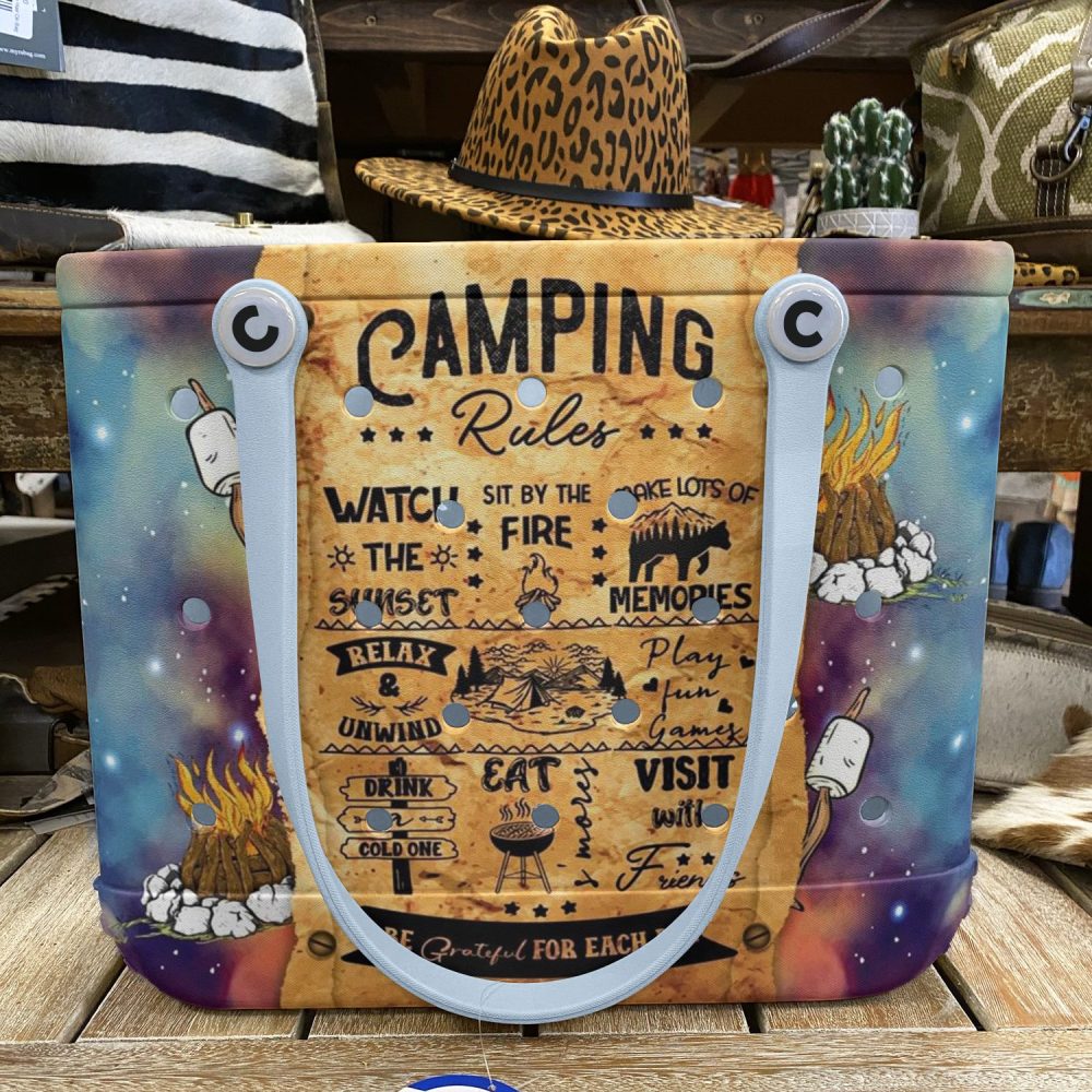 Bucket Tote Bag, Limited Edition Bogg Bag, Beach Bag Camping Rules - Image 4