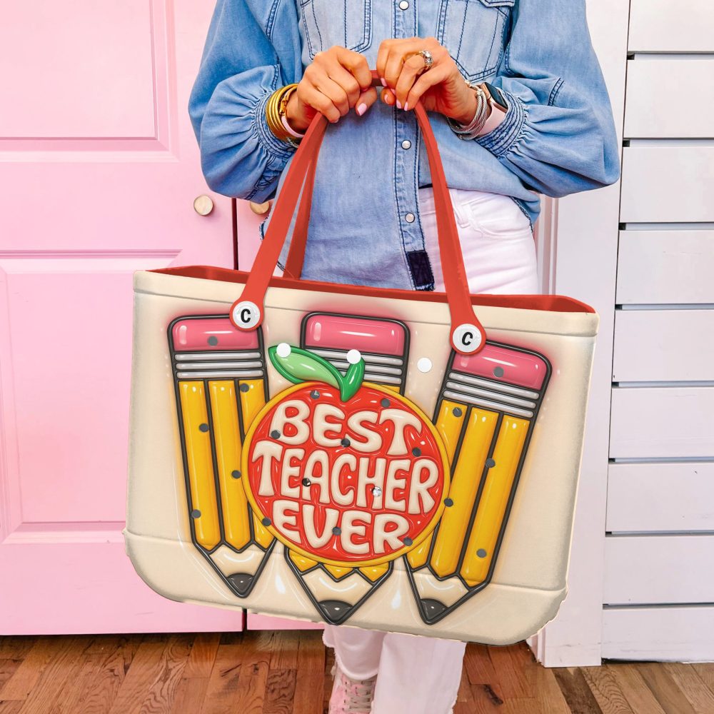 Best Teacher Ever Tote Bag - Perfect Gift For Educators, Stylish & Durable School Accessory - Image 3