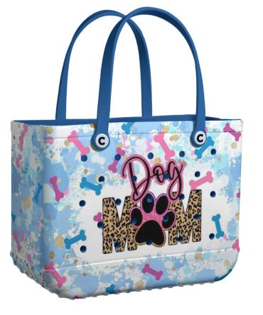 Stylish Dog Mom Tote Bag – Cute Paw Print & Bone Design For Pet Lovers