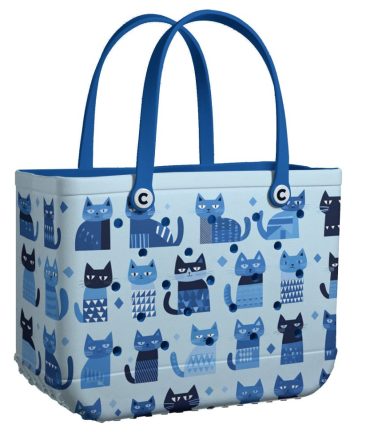 Bucket Tote Bag, Limited Edition Bogg Bag, Beach Bag Blue Meowgic Moments