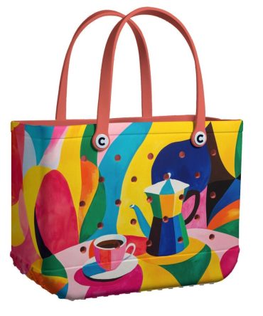 Bucket Tote Bag, Limited Edition Bogg Bag, Beach Bag Cafe Vibe
