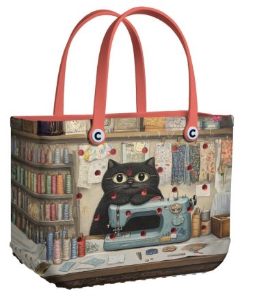 Bucket Tote Bag, Limited Edition Bogg Bag, Beach Bag Crafty Cat