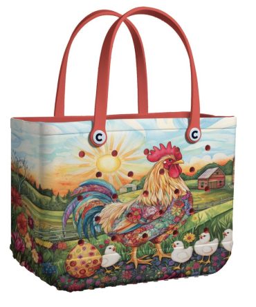 Vibrant Rooster Farm Tote Bag - Durable, Colorful, Eco-Friendly Shopper For Everyday Use
