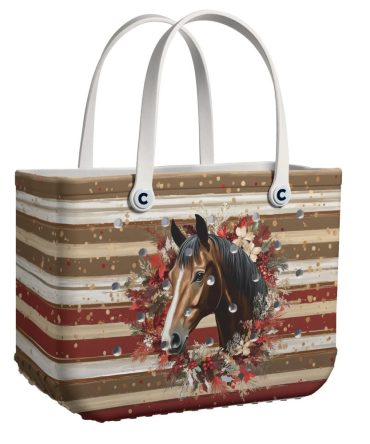 Stylish Horse-Themed Tote Bag With Floral Accents – Durable & Spacious For Everyday Use