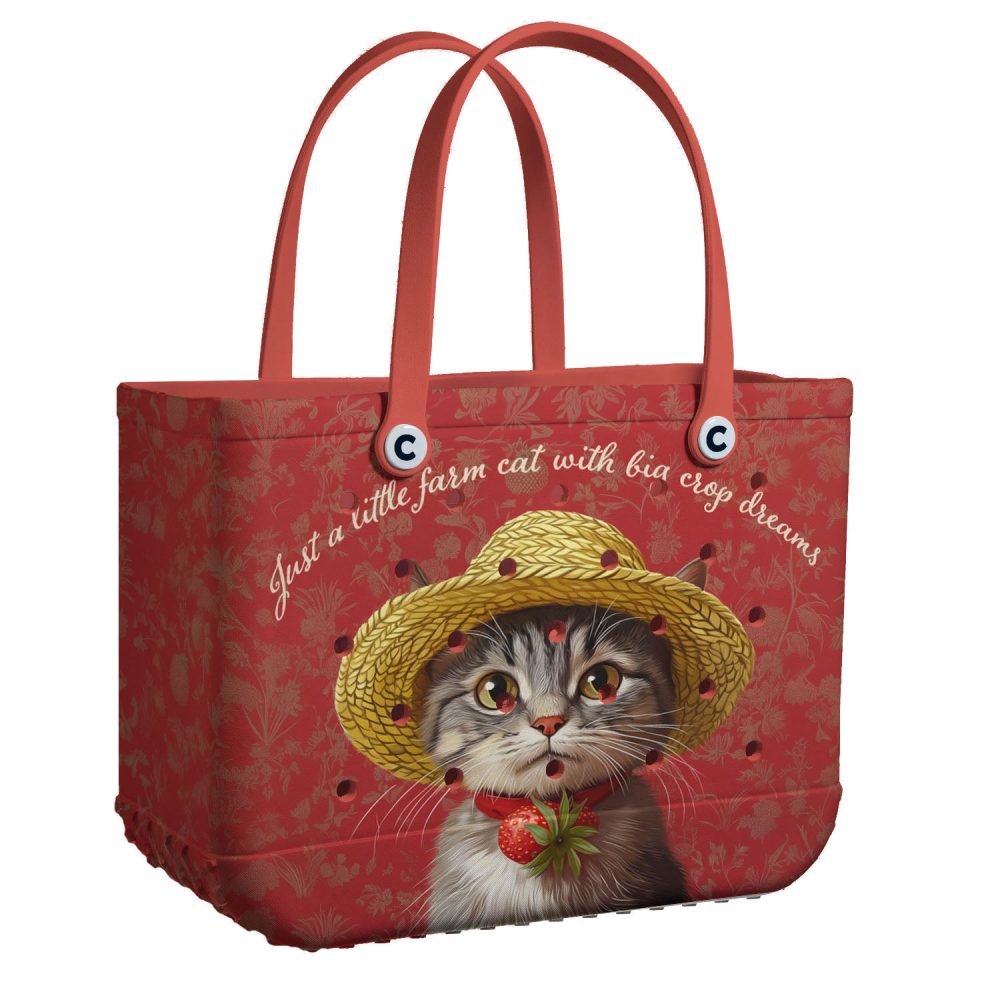 Bucket Tote Bag, Limited Edition Bogg Bag, Beach Bag Little Farm Cat