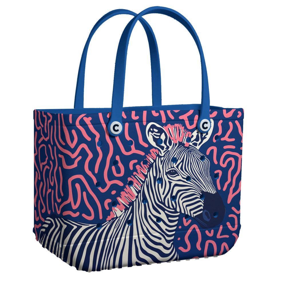 Bucket Tote Bag, Limited Edition Bogg Bag, Beach Bag Zigzag Pop