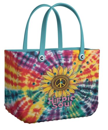 Bucket Tote Bag, Limited Edition Bogg Bag, Beach Bag Hippie Heart