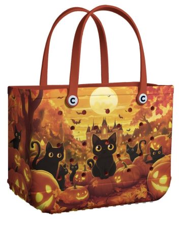 Bucket Tote Bag, Limited Edition Bogg Bag, Beach Bag Spooky Whiskers