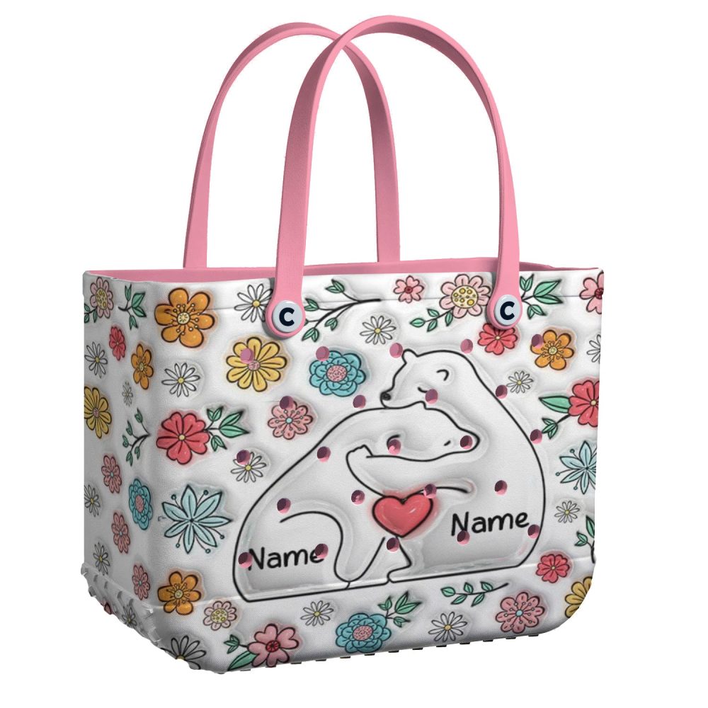 Custom Floral Bear Family Tote Bag - Personalized Gift For Mom & Kids - Stylish & Durable - Image 8