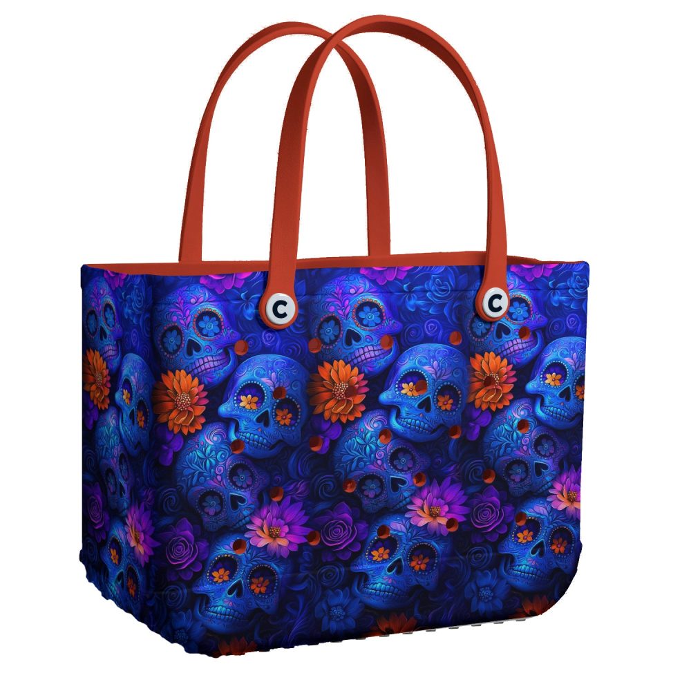 Bucket Tote Bag, Limited Edition Bogg Bag, Beach Bag Sugar Skull