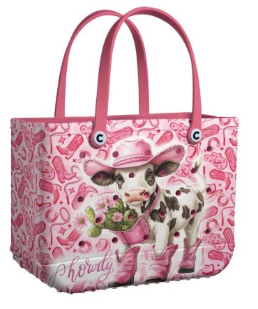 Bucket Tote Bag, Limited Edition Bogg Bag, Beach Bag Howdy Cow