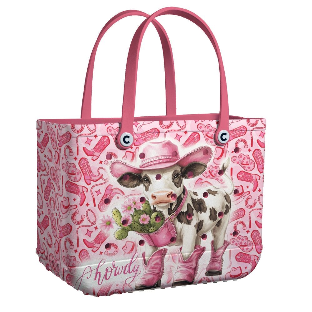 Bucket Tote Bag, Limited Edition Bogg Bag, Beach Bag Howdy Cow