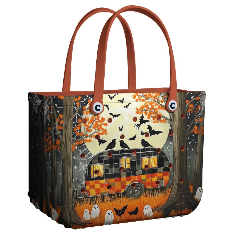 Bucket Tote Bag, Limited Edition Bogg Bag, Beach Bag Spooky Camping