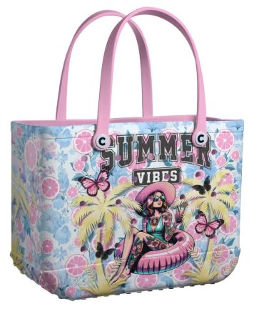 Summer Vibes Beach Tote Bag - Colorful Floral Design, Durable & Spacious For All Your Essentials