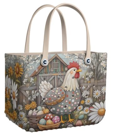 Charming Farmhouse Chicken Tote Bag – Durable, Stylish, Perfect For Easter & Everyday Use!