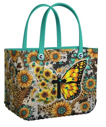 Vibrant Butterfly & Sunflower Tote Bag – Stylish, Eco-Friendly, Spacious Handbag For All Occasions