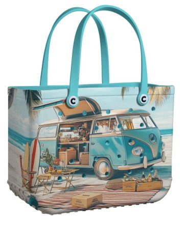 Retro Beach Van Tote Bag – Stylish, Spacious & Perfect For Summer Adventures