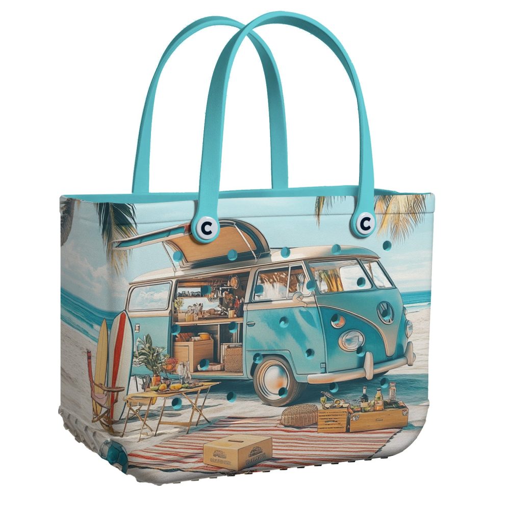 Retro Beach Van Tote Bag – Stylish, Spacious & Perfect For Summer Adventures