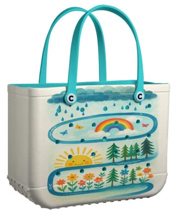 Bucket Tote Bag, Limited Edition Bogg Bag, Beach Bag Raindrop Journey