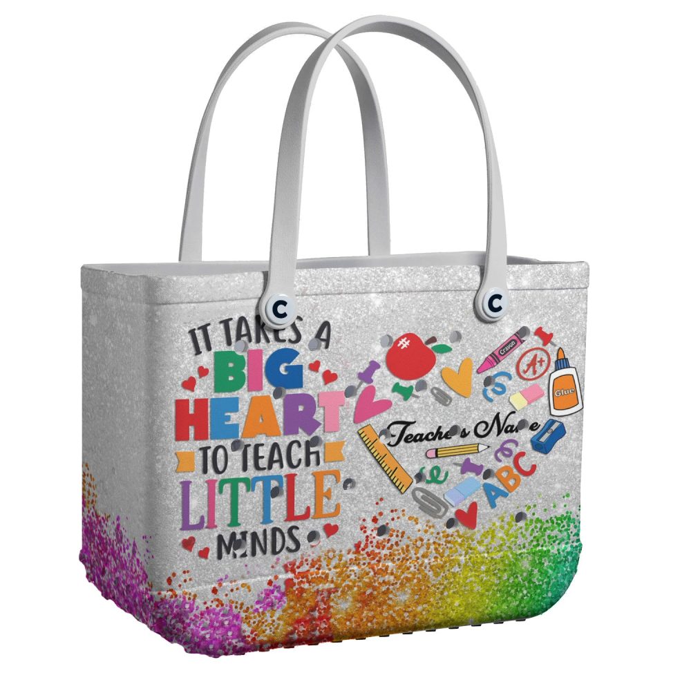 Bright & Colorful Teacher Tote Bag - 'Big Heart To Teach' Design For Educators