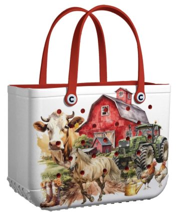 Sure! Here'S A High-Ctr Product Title For Your Image:
Farm Life Tote Bag With Sturdy Handles - Perfect For Groceries & Beach Trips