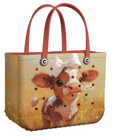 Bucket Tote Bag, Limited Edition Bogg Bag, Beach Bag Charm Cow