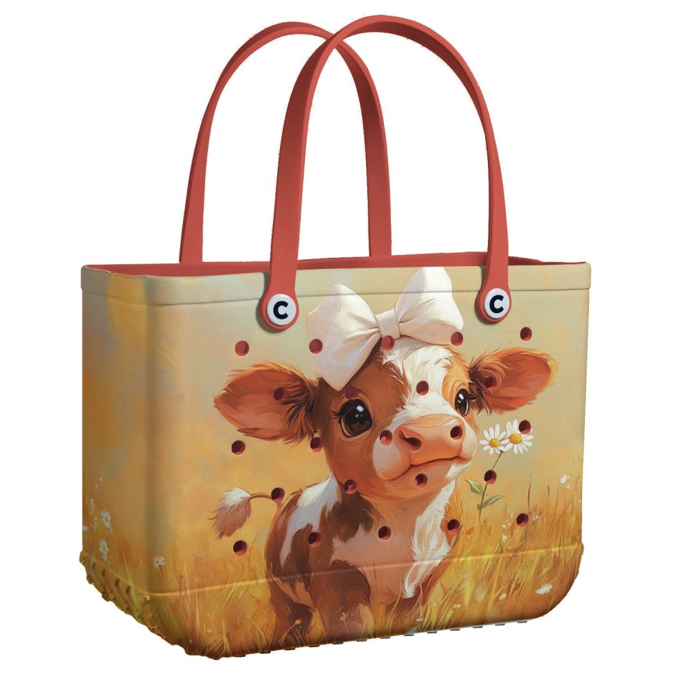 Bucket Tote Bag, Limited Edition Bogg Bag, Beach Bag Charm Cow