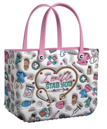 Quirky Nurse Tote Bag - ‘I Will Stab You’ Design, Fun Medical Themed Handbag - Perfect Gift For Healthcare Professionals