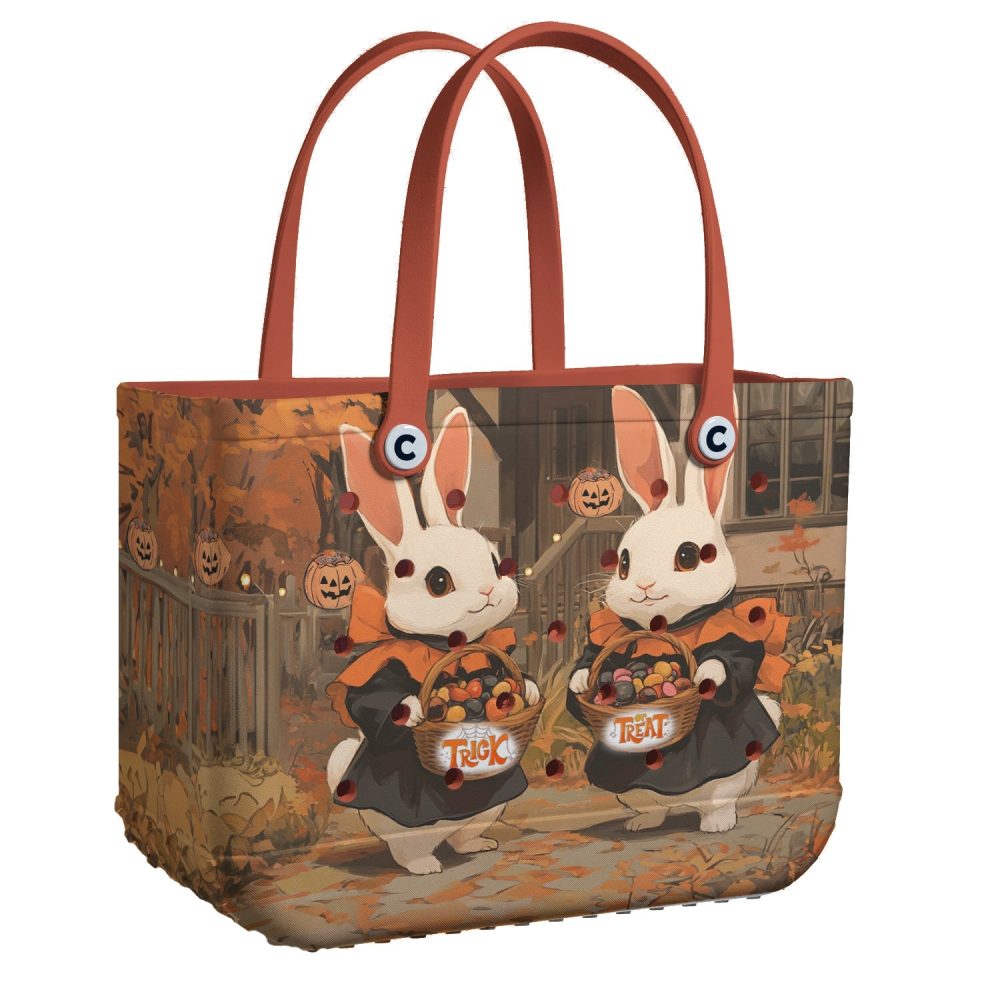 Bucket Tote Bag, Limited Edition Bogg Bag, Beach Bag Trick-Or-Treat Bunnies