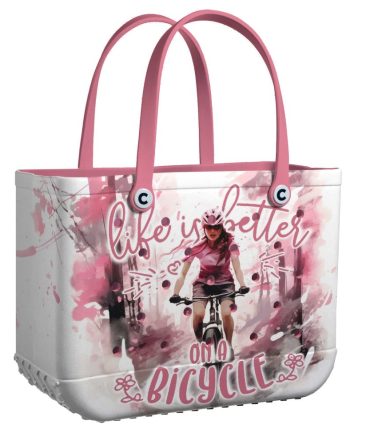 Bucket Tote Bag, Limited Edition Bogg Bag, Beach Bag Life Is Better On A Bicycle