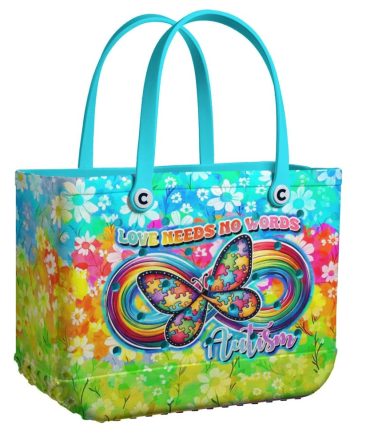 Bucket Tote Bag, Limited Edition Bogg Bag, Beach Bag Love Needs No Words