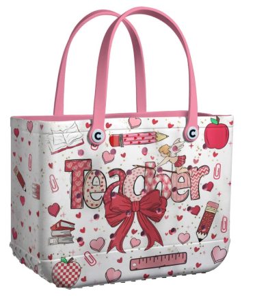 Charming Teacher Tote Bag – Cute Pink Design For Educators – Perfect Gift Idea