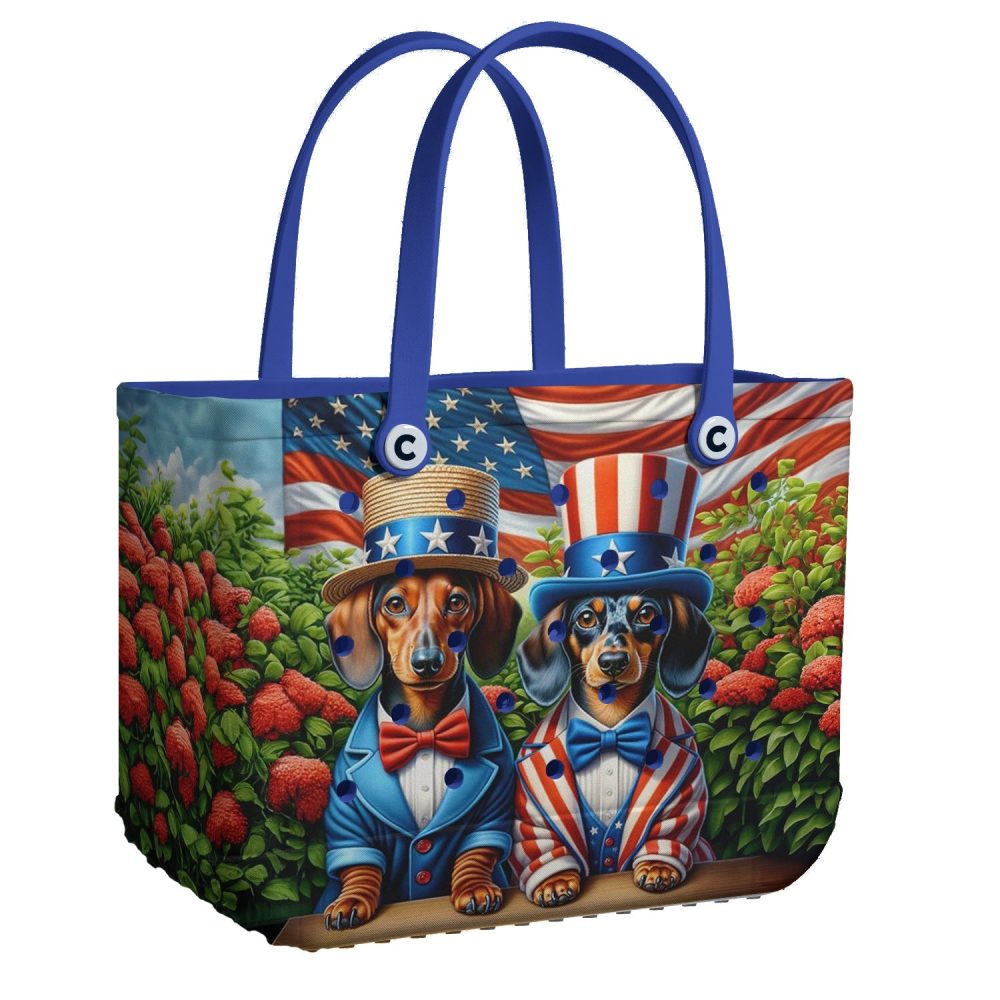 Bucket Tote Bag, Limited Edition Bogg Bag, Beach Bag Patriotic Paws