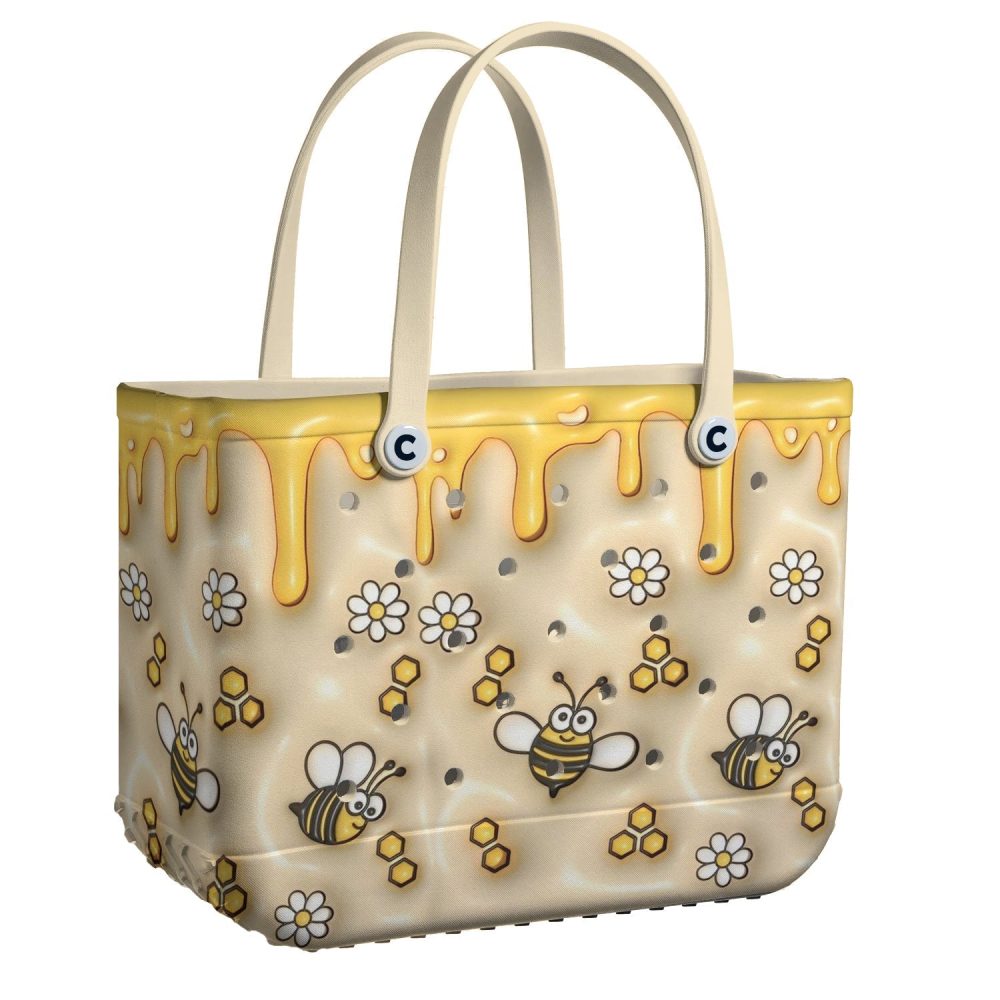 Bee-Themed Honey Drip Tote Bag – Stylish & Spacious Eco-Friendly Handbag