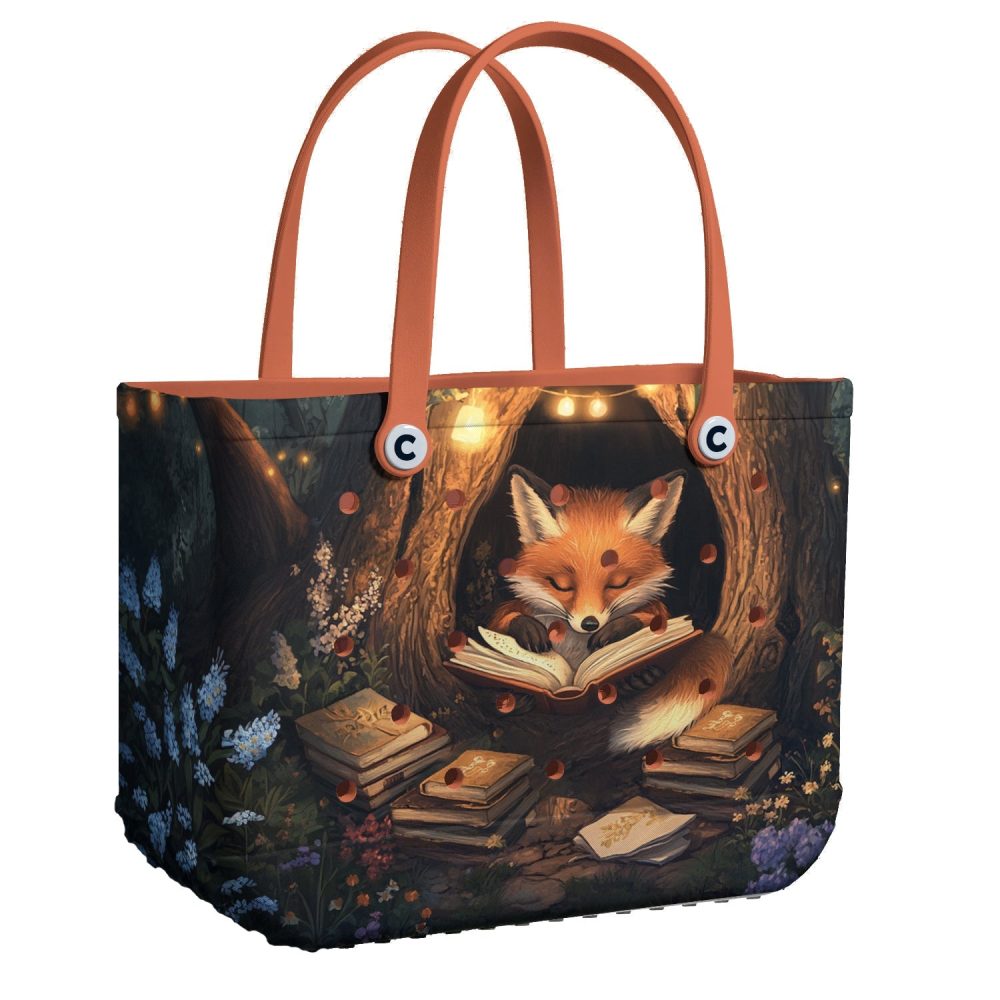 Bucket Tote Bag, Limited Edition Bogg Bag, Beach Bag Reading Fox