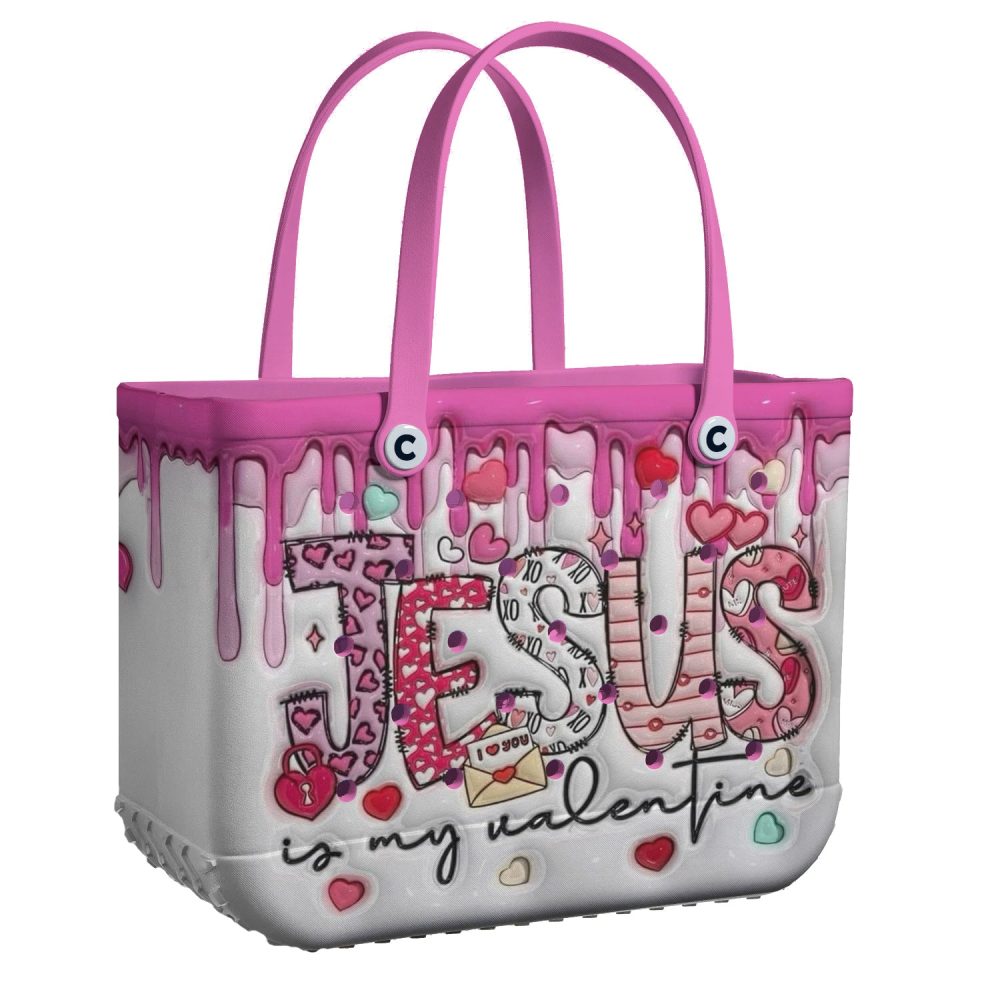 Bucket Tote Bag, Limited Edition Bogg Bag, Beach Bag Jesus Is My Valentine