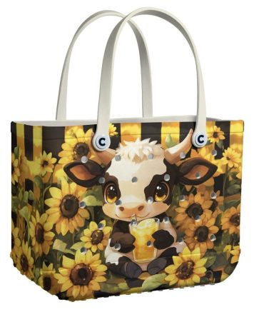 Bucket Tote Bag, Limited Edition Bogg Bag, Beach Bag Sunny Cow