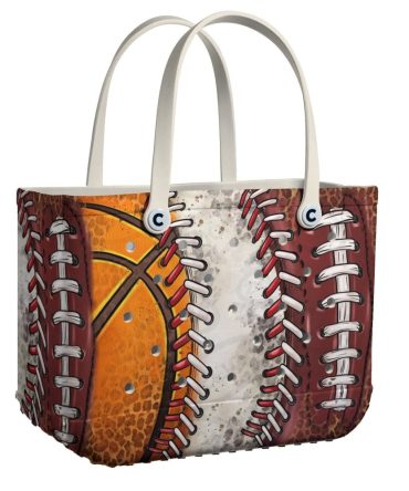 Sporty Tote Bag With Baseball, Basketball & Football Design – Stylish & Durable Sports Fan Accessory