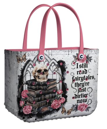 Vintage Gothic Tote Bag With Skull & Roses - Unique Fairytale Design Handbag
