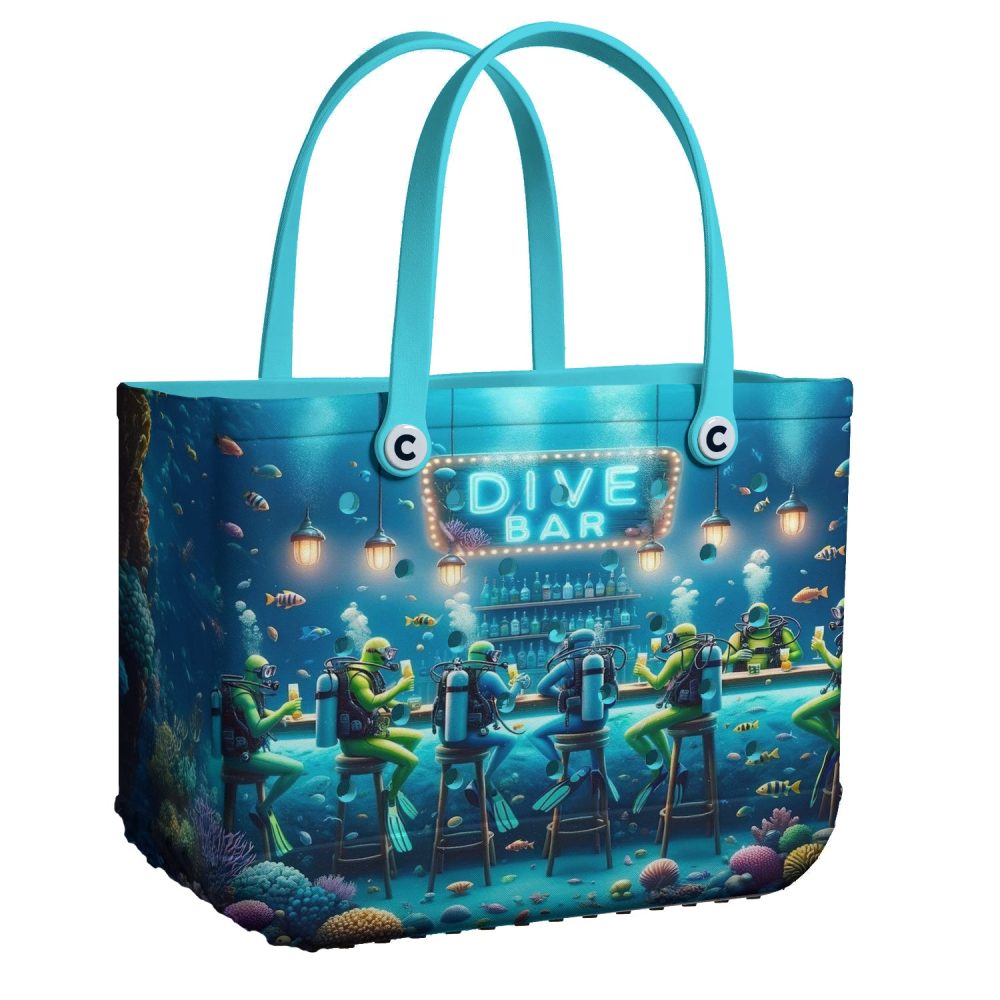 Bucket Tote Bag, Limited Edition Bogg Bag, Beach Bag Dive Bar