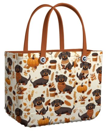 Autumn Dachshund Tote Bag – Cute Fall Dog Print Handbag For Dog Lovers