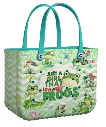 Charming Frog Lovers Tote Bag - Cute Green Design For Girls - Perfect Gift For Her!