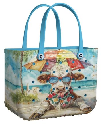 Bucket Tote Bag, Limited Edition Bogg Bag, Beach Bag Beachy Cow Vibes