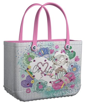 Stylish Crochet Lover'S Tote Bag - Cute Yarn & Craft Design, Perfect For Knitters & Crafters