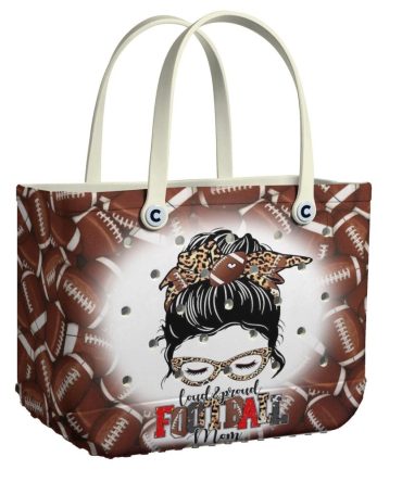Loud & Proud Football Mom Tote Bag - Stylish Leopard Print Sports Handbag For Game Day