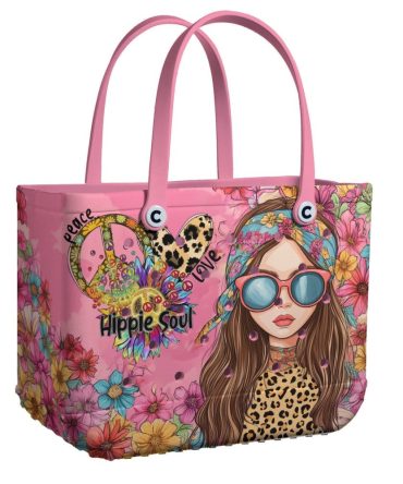 Vibrant Hippie Soul Tote Bag - Floral, Peace & Love Design, Perfect For Summer