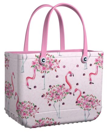 Chic Flamingo Print Tote Bag - Stylish & Spacious Pink Floral Design For Everyday Use